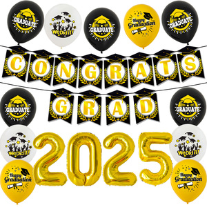 2025 cartel de papel para fiesta de graduación, sombrero de graduación, Bandera de estrella, decoración de fiesta de flores, decoraciones de mesa - Product Image 1