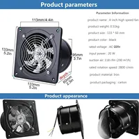 Ventilateur d'extraction en métal de 4/6/8 pouces, silencieux avec clapet anti-retour, pour fenêtre et montage mural, pour la maison