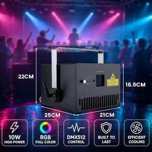 Láser de Animación DMX Ilda de 10W para DJ, RGB, para Fiestas, Discotecas, Espectáculos, Bares y Escenarios, en Venta (Stock en EE. UU.) - Product Image 1