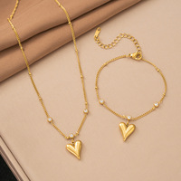Nouvel Ensemble de Bijoux Exquis et Tendance 2026 : Collier, Bracelet et Chaîne de Cheville Plaqué Or 18K avec Grand Pendentif Cœur Perlé - TGXL14264