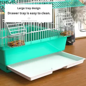 Kandang Burung Besar Mewah Pola Solid Plastik Logam Ramah Lingkungan Warna Dapat Disesuaikan Permukaan Mengkilap Semua Musim untuk Burung Parkit dan <span class=keywords><strong>Cockatiel</strong></span> - Product Image 3