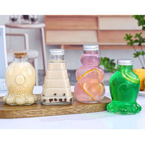 Bouteille de boisson <span class=keywords><strong>en</strong></span> verre de forme unique, arbre de Noël, bonhomme de neige, pieuvre, 300 ml, réutilisable, vente chaude - Product Image 1