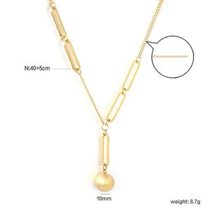 Collar de Bolas de Acero Inoxidable con Baño de Oro de 18K, Antideslustre, con Colgante de Corazón de Zirconia, Cadena de Eslabones, para Mujer, Venta al por Mayor Personalizada - Product Image 3