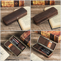 Étui de protection en cuir Crazy Horse vintage pour 3 stylos, boîte cadeau pour stylo-plume, multicolore, logo personnalisé OEM, vente en gros