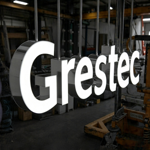 Acrylic LED Illuminated Logo <b>Sign</b> Rectangular Blue In Black 6000K Daylight Retail Shop Display Easy Installation - Product Image 2