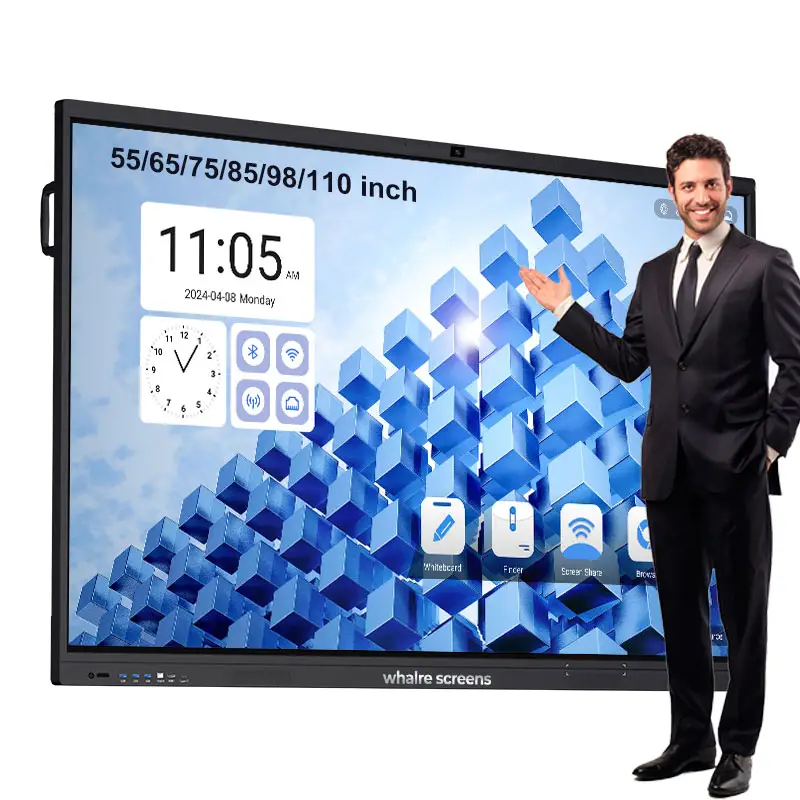 55/65/75/85/98/110 Inch OPS slot dual system 4k finger touch interactive whiteboard smart board supplier