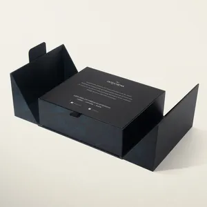 Изготовленная на заказ Роскошная Магнитная двухсекторная открытая Двусторонняя подарочная упаковочная коробка с логотипом для бутика