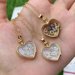 Hot Sale DIY Letter Women Jewelry Necklace Words can be DIY CZ Letter Gold Plated Heart Link Chain Necklace