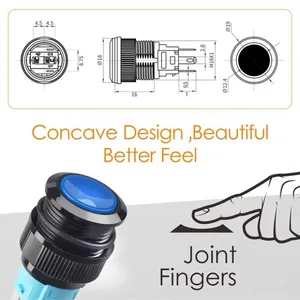 Lanboo tùy chỉnh nút nhấn 24V 16mm tự khóa chịu nhiệt độ IP65 1no1nc 220V đầy đủ chiếu sáng LED phẳng thiết bị nhà - Product Image 6