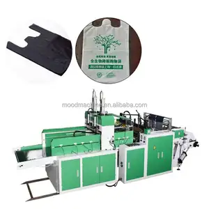 Factory price automatic plastic bag production line hot sealing hot cutting bag making machine for T-shirt bag