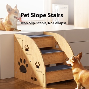 Massivholz Umweltfreundliche Haustiertreppe Rutschfeste Schräge Leiter Quadratische Form PP-Baumwollfüllung Kleine Größe Sofa für Hunde und Ihre Pelzigen Freunde - Product Image 2