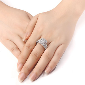 Ensemble de bagues de luxe pour couple, pour femmes, scintillantes, élégantes, bijoux de mariage tendance - Product Image 2