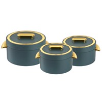 1L 2L 3,5L Thermobehälter-Set, Isolierte Warmhaltebehälter mit Einzigartigem Ovalen Goldknopf-Dekor für Hochwertige Haushalte