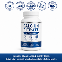 Complément de citrate de calcium de qualité supérieure avec vitamines D3 et K2 pour la santé osseuse des adultes, absorption maximale, formule douce, 120 comprimés
