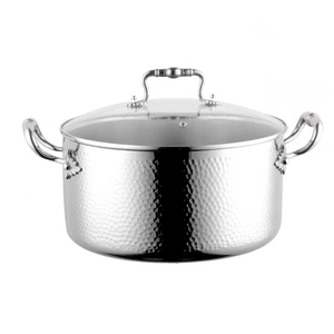 Ensemble de 7 ustensiles de cuisine en acier inoxydable 304 à 5 plis, motif martelé, épaissi, sans revêtement, antiadhésif, comprenant une marmite, une poêle et une casserole à lait - Product Image 6
