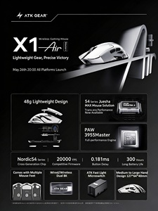 Souris de jeu sans fil <span class=keywords><strong>ATK</strong></span> Blazing Sky X1 Air Plus PAW3955 Master Dual 8K 48g 850IPS 75G légère ergonomique double mode 0.163ms - Product Image 2