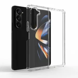 2023 étui de téléphone en acrylique TPU transparent pour Galaxy Z Fold 5 Airbag renforcé Transparent couverture arrière rigide pour Samsung Z Fold 5 4 3