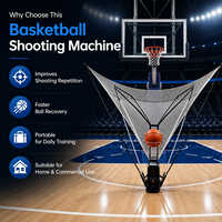 Machine de Retour de Ballon de Basketball Portable, Système de Filet de Rebond Automatique pour Entraînement au Tir, Aide à la Pratique du Jet en Acier Carbone Étanche pour la Maison