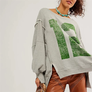 Sweat-shirt à col rond personnalisé pour femmes fournisseur de gros sweat-shirt à manches longues imprimé surdimensionné sweat-shirt de mode décontracté - Product Image 5