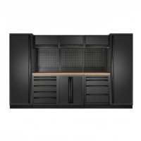 Station de travail de garage robuste en acier laminé à froid en forme de L, avec évier en option, panneau perforé, roues, capacité de charge OEM 500 kg, verrouillage à 3 points