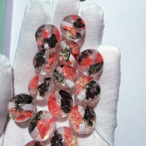 Resplandor en la oscuridad redondo 16MM 200 Uds cuentas de mariposa de resina acrílica brillante de alta calidad para pluma collar grueso joyería DIY - Product Image 3