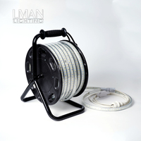 Bande lumineuse LED portable pour chantier, éclairage de chantier AC220V, rouleau de 25 m sur tambour mobile, étanche IP65, 1550 lm/m, super lumineuse