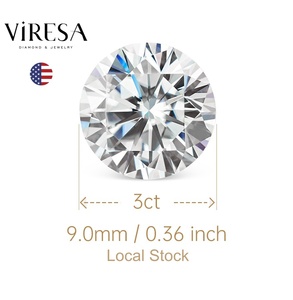 Pietre di Moissanite Viresa US Local Stock D VVS 3ct 9mm Taglio Brillante Rotondo con Certificato GRA - Product Image 1