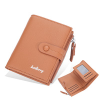 Baellerry dompet kecil wanita, Slim kompak lipat tiga kulit Pu posisi Multi kartu klip uang dompet tipis