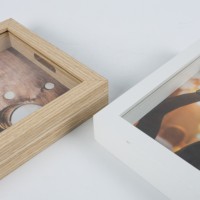 Boîte à monnaie carrée en bois personnalisée de haute qualité, vente en gros, boîte à monnaie, cadre photo