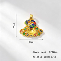 Vintage Emaille Pfau Anhänger Charms aus Zinklegierung mit Öltropfen-Veredelung für handgemachten Schmuck DIY Halsketten-Zubehör Großhandel