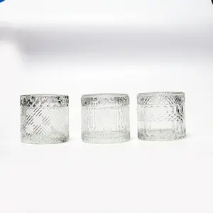 Caramelle di vetro con coperchio di vetro 450ml vecchio stile trasparente tondo in rilievo contenitore di stoccaggio - Product Image 1