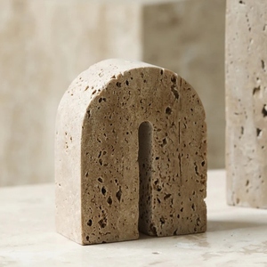 Adorno de Arco de Travertino Natural Grabado, Estilo Art <span class=keywords><strong>Deco</strong></span> Moderno y Lujoso de Stonekocc, para Hogar, Oficina, Escritorio o Mesa - Product Image 5