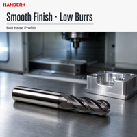 Ensemble de fraises à queue sphérique HANDERK à 2/4 cannelures en carbure de tungstène micro-grainé pour routeur CNC, outils de découpe CNC