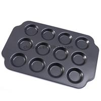 Plaque de cuisson en acier au carbone antiadhésive à 12 cavités pour muffins et mini-gâteaux, vente en gros