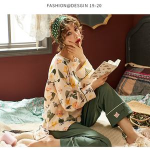 Custom <b>Summer</b> Lady Sleepwear Pajamas Womens 100% Cotton Cute Printed Night Gown Ladies Sleepwear - Product Image 4