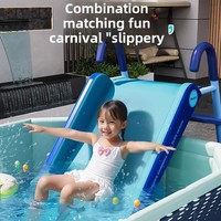 Familienfreundlicher, faltbarer PVC- & PC-Aufblasbarer Pool, großer Outdoor-Standpool für den Heimgebrauch mit Kinder- & Baby-Schwimmbecken