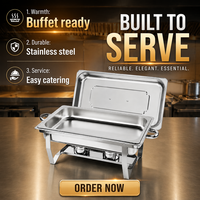 Réchauds de buffet rectangulaires en acier inoxydable Allnic 410 avec support pliable et couvercle amovible pour cantine