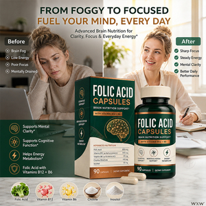 Cápsulas <span class=keywords><strong>de</strong></span> <span class=keywords><strong>Complejo</strong></span> Multivitamínico <span class=keywords><strong>B</strong></span> al por Mayor, Ácido Fólico, VB6, VB12, Colina, Inositol, Suplemento Nutricional Diario para el Equilibrio Mental y Corporal - Product Image 3