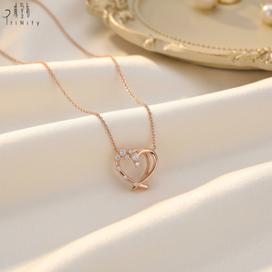 Manufacturer Export Fancy Handmade Exquisite Minimalist Heart Design Pendant 18K Solid Rose Gold Real Natural Diamonds <b>Necklace</b> - Product Image 6