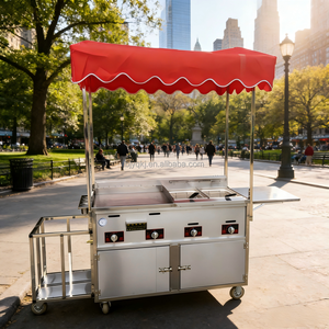 Carrello Alimentare Commerciale Convertibile in Acciaio Inossidabile a 4 Ruote con Doppio Asse Tandem, Scomparti Isolati e Spazio per Preparazione Cibo e Griglia per Esterni - Product Image 2