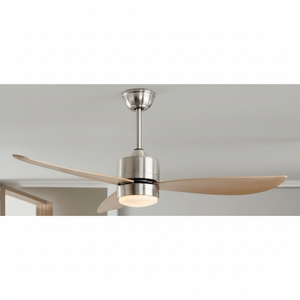 Moderno ventilatore a soffitto con motore a corrente continua integrato ABS acrilico lampada in legno telecomando senza lame Design per soluzioni Smart Home - Product Image 1