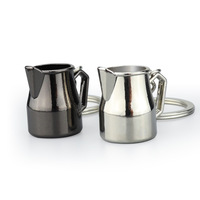 Porte-clés en métal en forme de mini cafetière Moka 3D, pendentif pour machine à café, accessoires cadeaux d'affaires pour hommes et femmes, vente en gros
