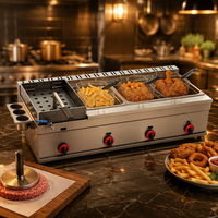 Grille à poulet au gaz en acier inoxydable de qualité commerciale, simple, avec friteuse grande et petite pour cuisine de restaurant
