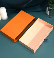 Boîte cadeau coulissante de luxe en papier d'art couleur personnalisée, impression offset, avec ruban et languette de tirage, pour emballage de bijoux