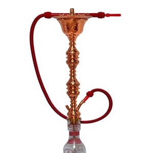 Authentique chicha égyptienne Khalil Mamoon, finition bronze foncé avec noyau en laiton massif, tuyau assorti et plateau large - Product Image 4