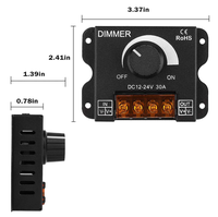 Variateur de luminosité LED à bouton rotatif DC12V-24V 30A pour bandes lumineuses LED rigides et souples