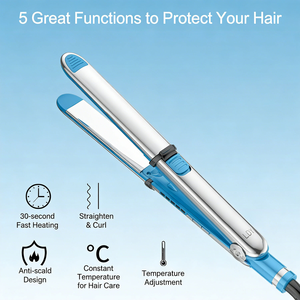 Plancha de Pelo Azul Estrecha con Pantalla LED de Temperatura y Función Voluminizadora - Product Image 2