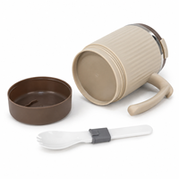 Mug portable double paroi pour la maison et le bureau, nouveau design, 460 ml, tasse à lait portable en acier inoxydable 304 avec couvercle et cuillère