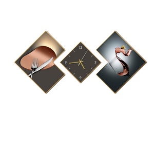 Cuadro de Porcelana de Tres Paneles con Diseño Nórdico para Sala de Estar, <span class=keywords><strong>Pintura</strong></span> Moderna Minimalista para Pared de Fondo de Sofá, Cuadro con Reloj - Product Image 1