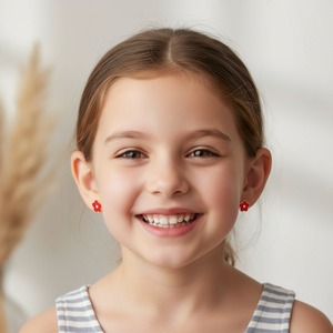 <span class=keywords><strong>XLOVE</strong></span> Boucles d'oreilles clous en argent 925 plaqué or, motif fleur, hypoallergéniques pour enfants aux oreilles sensibles - Product Image 4